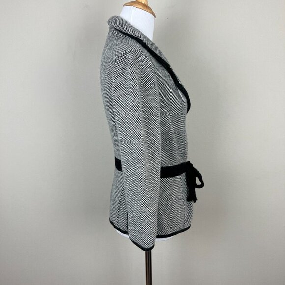 Classiques Entier Cardigan Sweater Jacket Womens Small Black White Belted Office - Picture 5 of 16